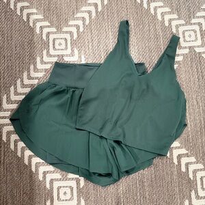 All in Motion Green Asymmetrical Wrap Tank Top